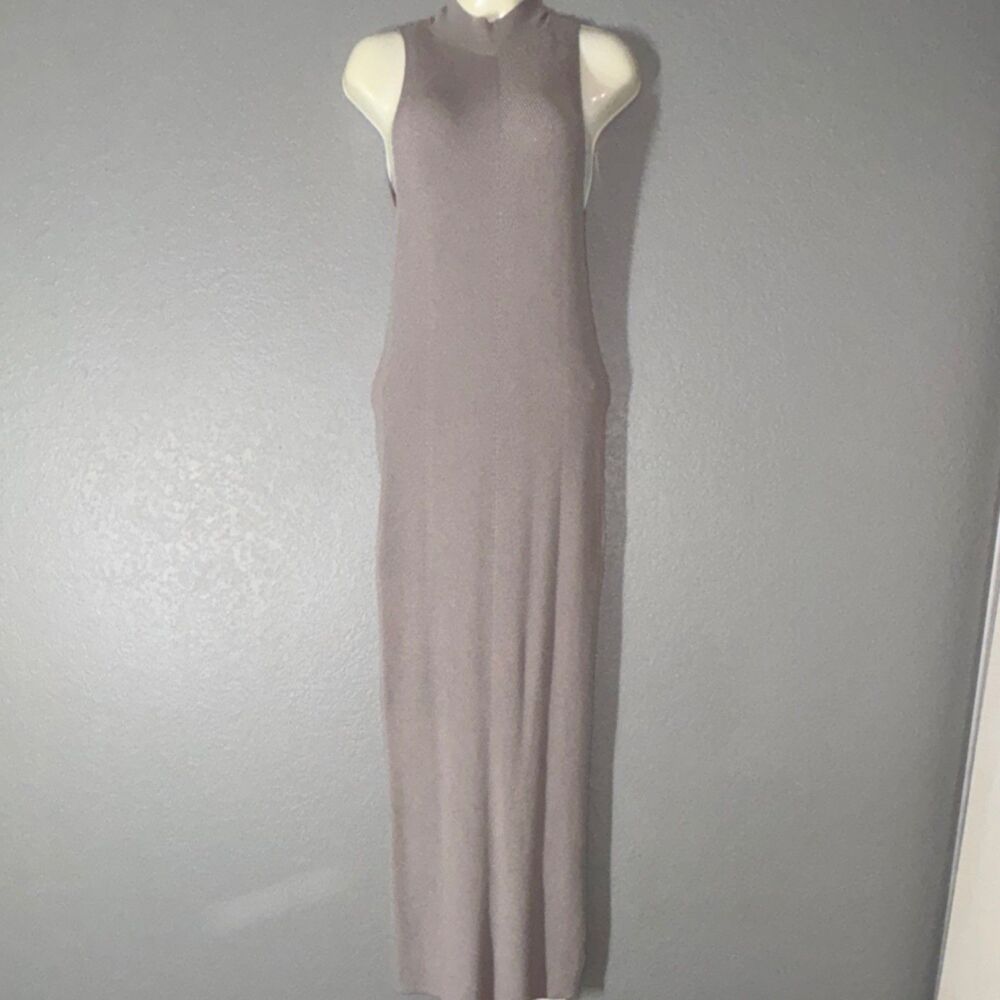 freshman1996 Knit Maxi Dress Mock Neck Sleeveless Pullover S